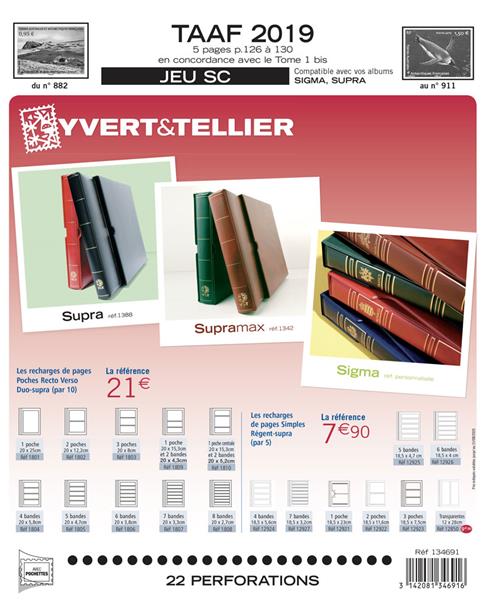 Yvert et Tellier : Pages d´albums pour timbres des TAAF de : 2019